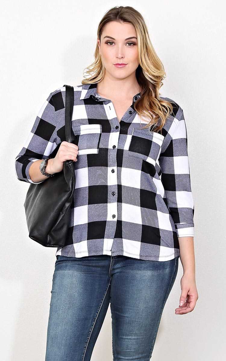 Plus Size Street Vibe Knit Flannel Top - Combo in Size by Styles For Less