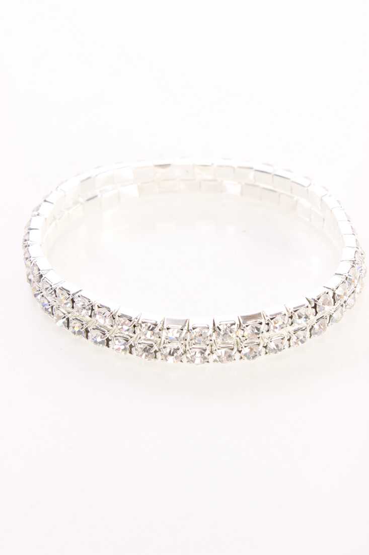Silver High Polish Metal Rhinestone Cute Bracelets