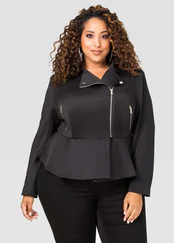 Ponte Peplum Moto Jacket