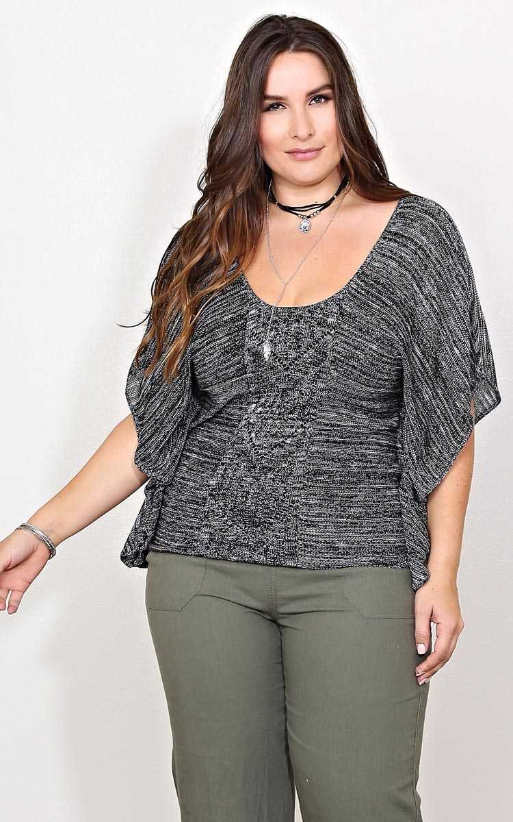 Plus Size All Chaos Sweater Knit Top - Black in Size 1X by Styles For Less