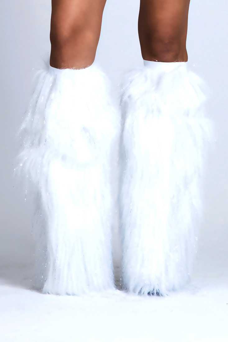 White Faux Fur Leg Warmers Costume Accessory