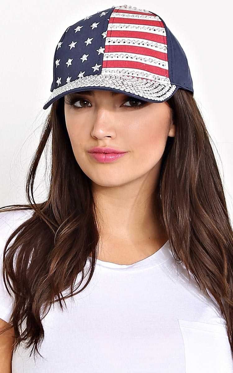 Americana Bling Baseball Cap - N/S - Navy by Styles For Less