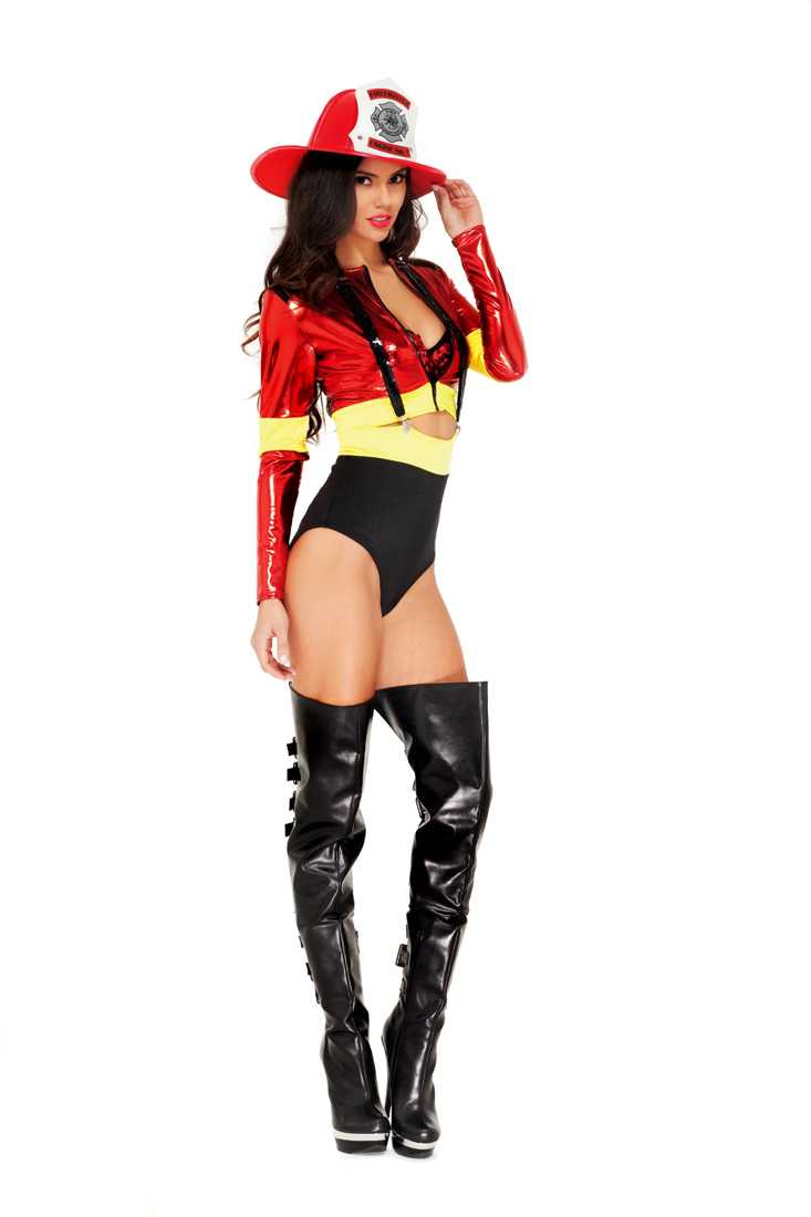 Red Got Hose Sexy Firefighter Costume