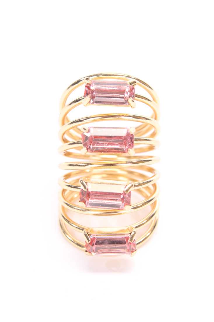 Light Pink Diamond Gemstone High Polish Spring Band Design Ring