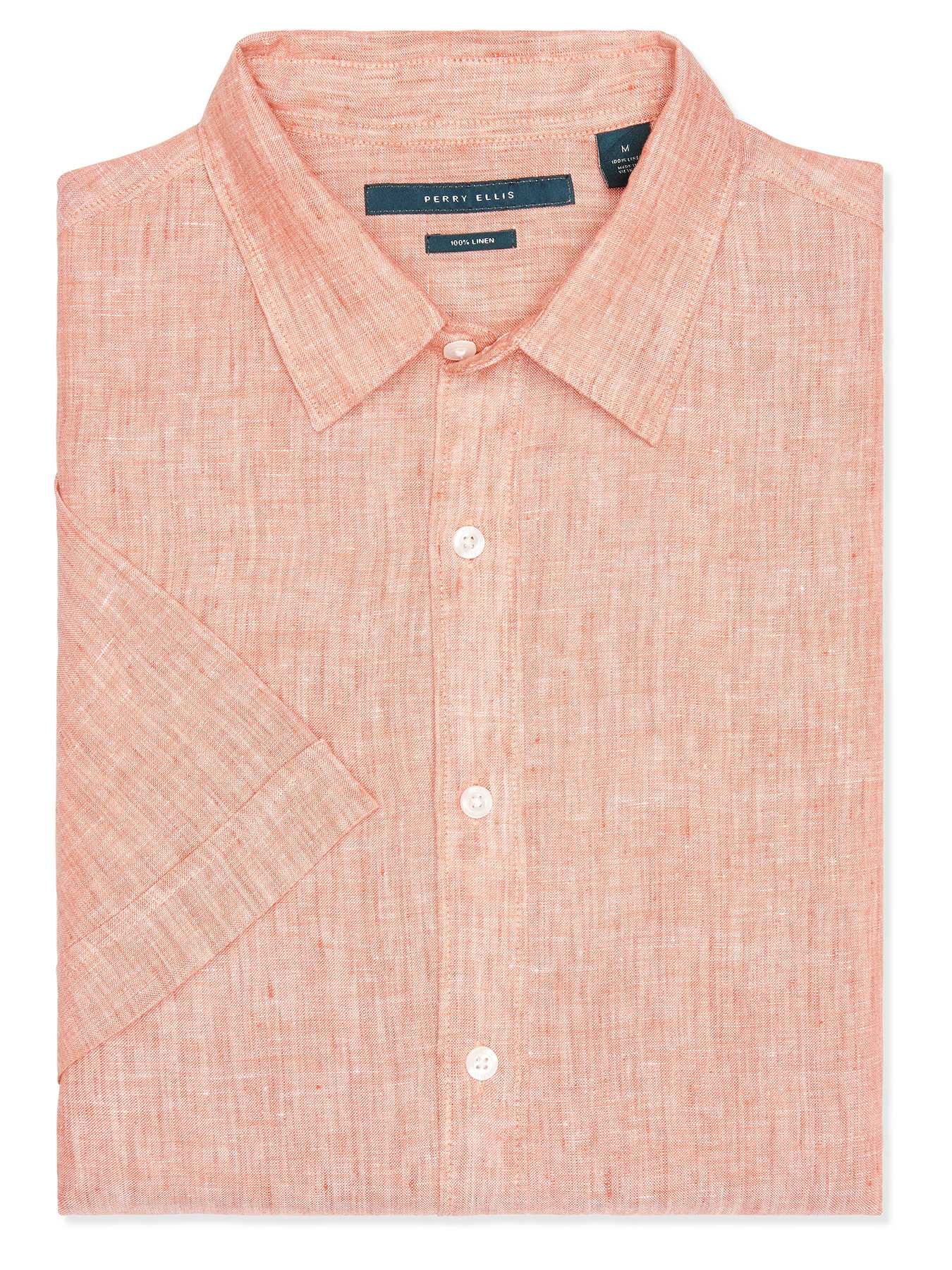 Perry Ellis Short Sleeve Linen Chambray Shirt