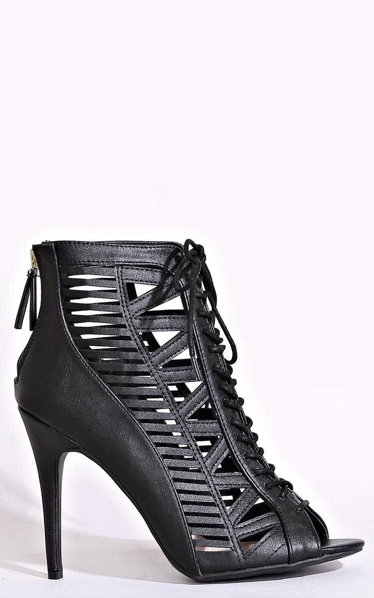 Eyes On You Perforated Booties - Black in Size 7.5 by Styles For Less