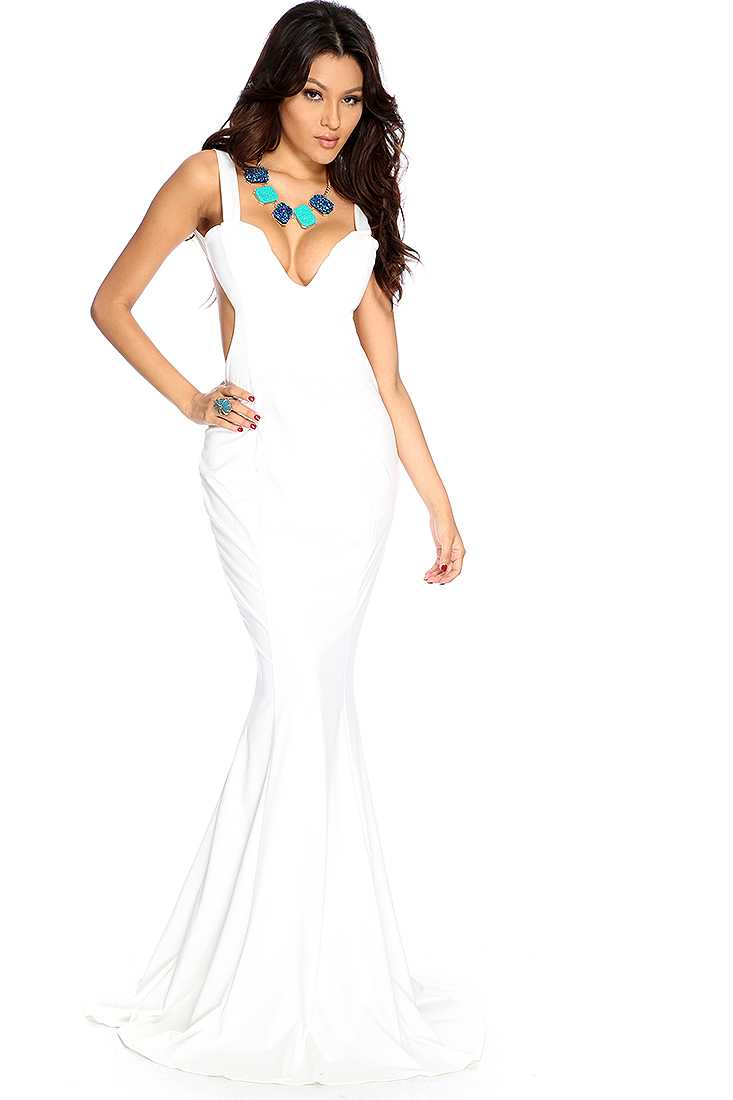 White Backless Mermaid Dress