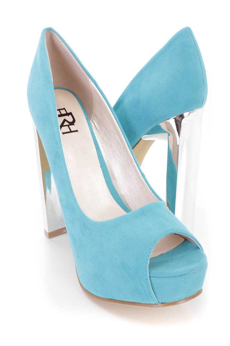Mint Peep Toe Mirrored Heels Faux Suede