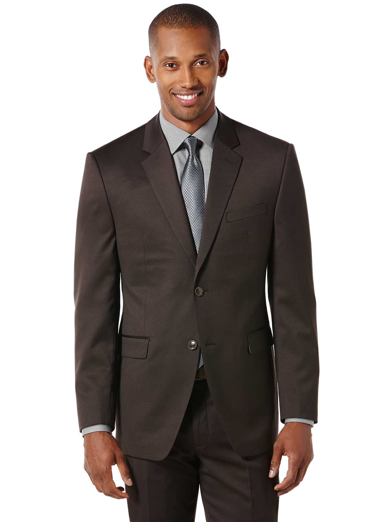 Perry Ellis Brown Tic Weave Suit Jacket
