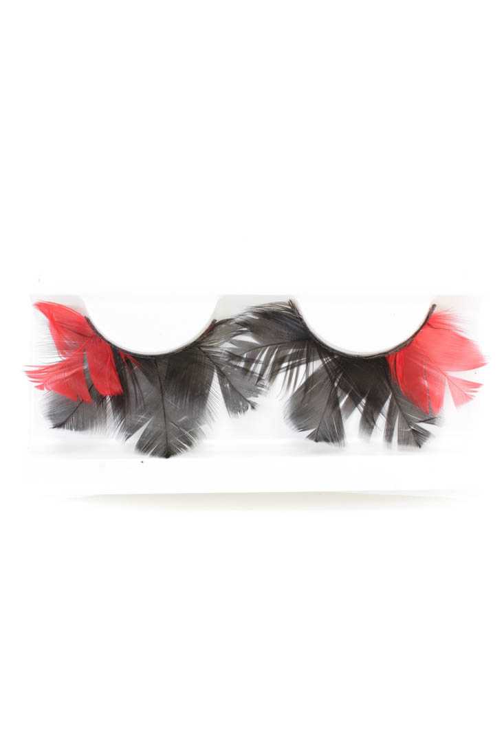 Red Black Feather Faux Eyelashes