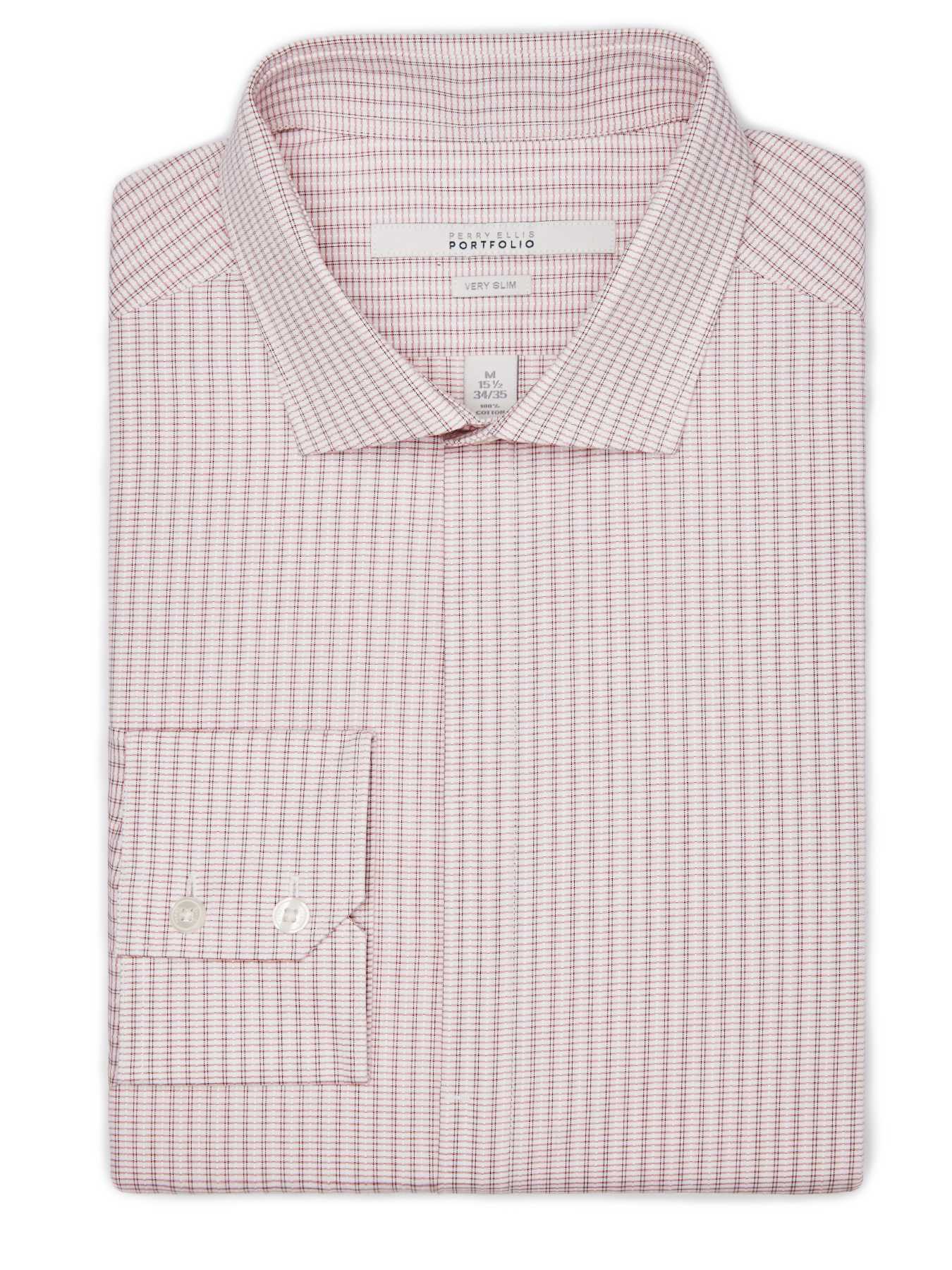 Perry Ellis Slim Fit Mini Grid Dress Shirt