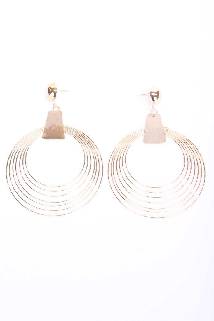 Gold High Polish Layered Sphere Accent Earrings