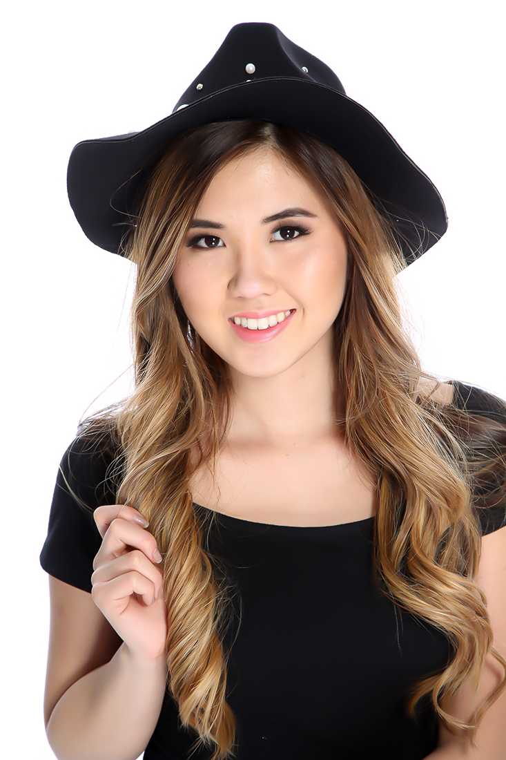 Black Felt Faux Pearl Homburg Hat