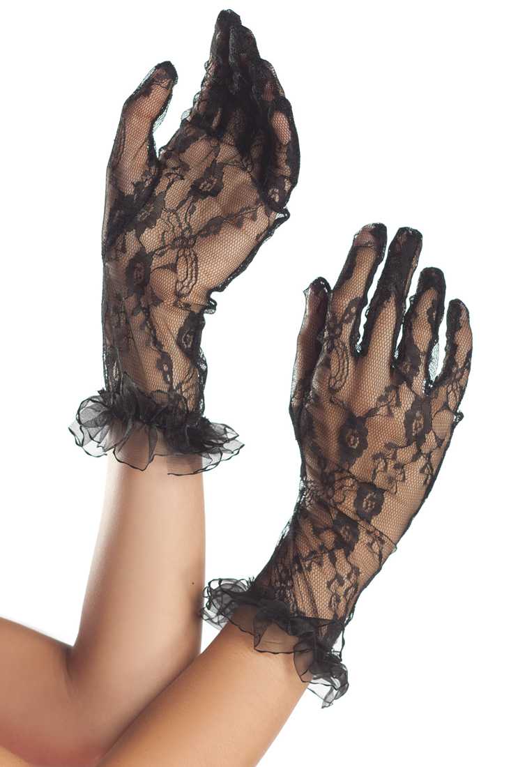 Black Mid Arm Lace Gloves