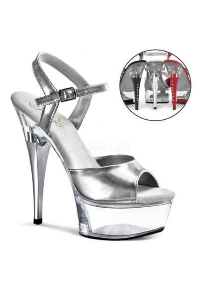 Clear Silver Metallic Rhinestone High Heels