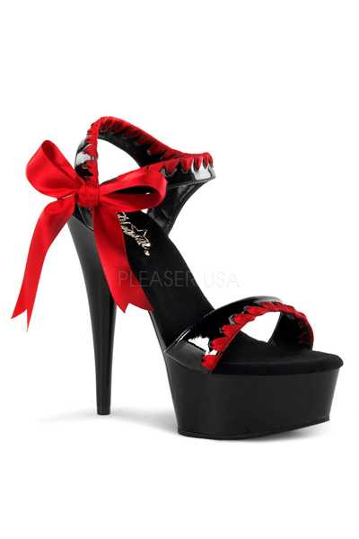 Black Red Patent Satin Bow Tie Platform High Heels