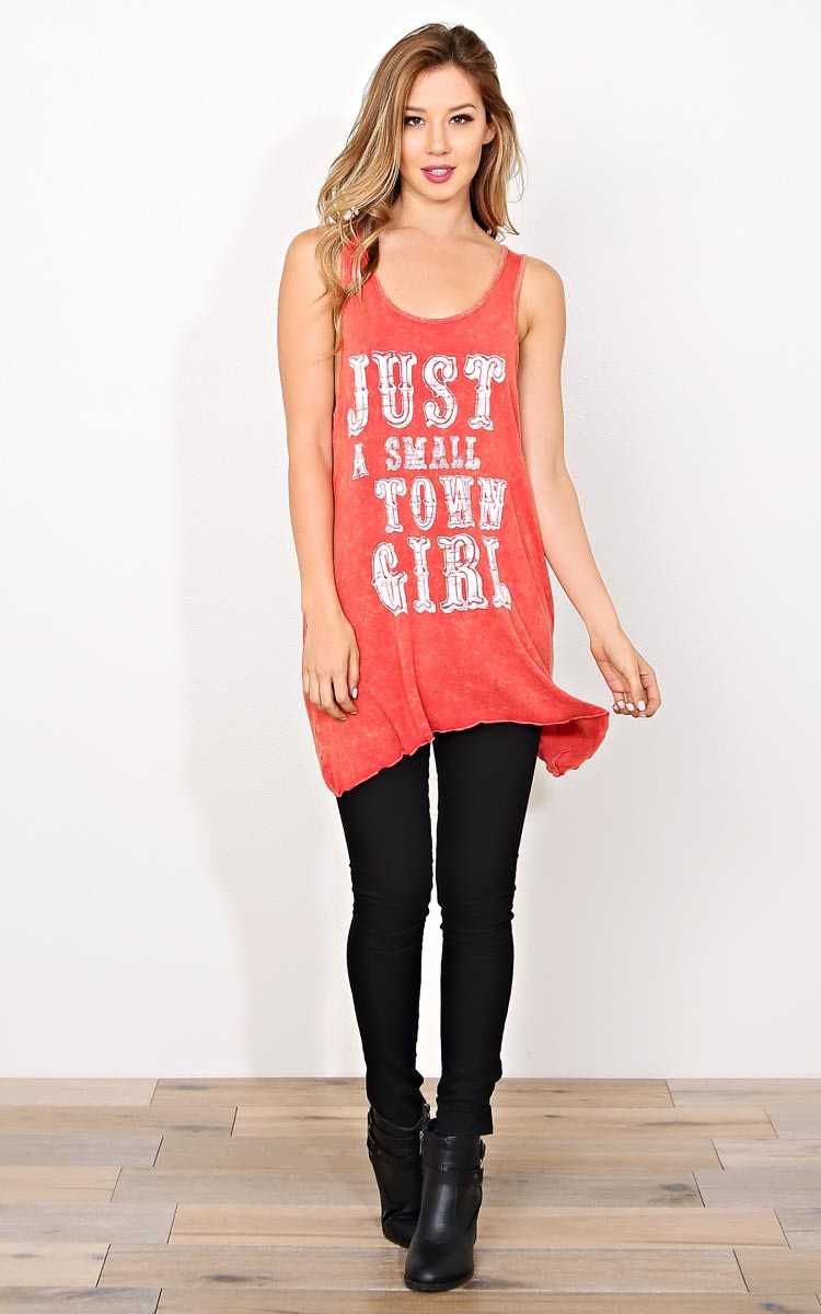 JUST A SMALL TOWN GIRL Knit Tunic - - Red in Size by Styles For Less