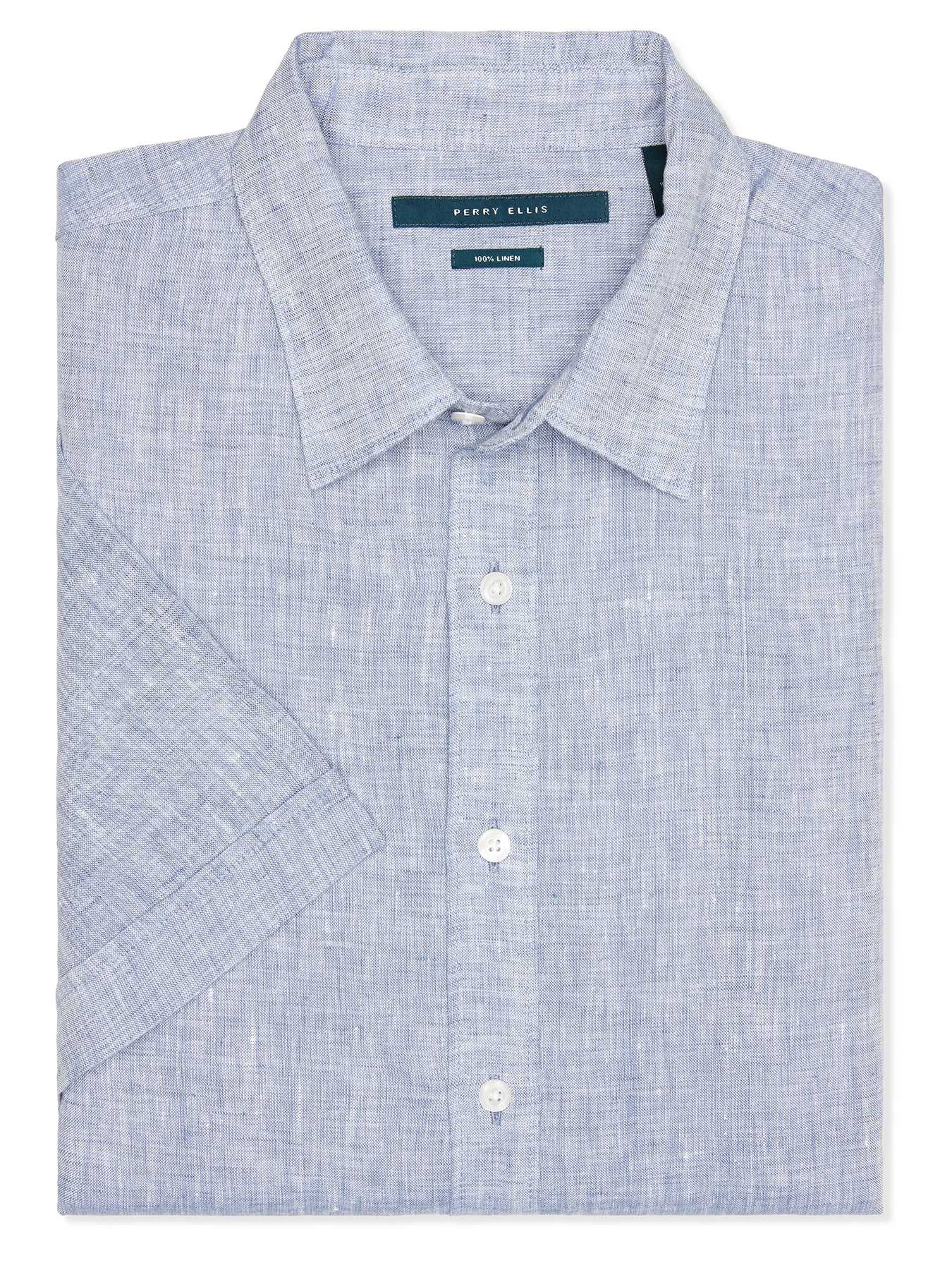 Perry Ellis Short Sleeve Linen Chambray Shirt
