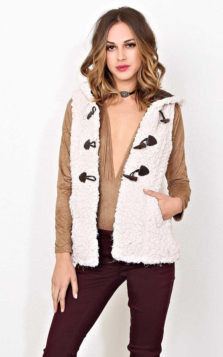 Yorena Nubby Faux Fur Vest - - Natural in Size by Styles For Less