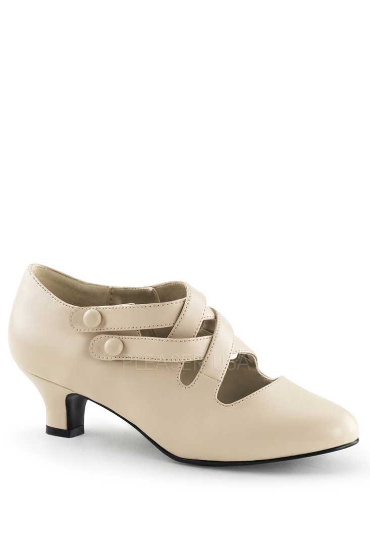 Cream Cross Strappy Booties Faux Leather
