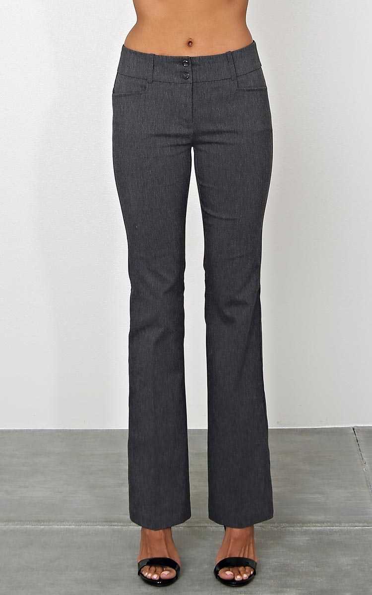 Heather Stretch Fit Work Slacks - Charcoal in Size Small by Styles For Less