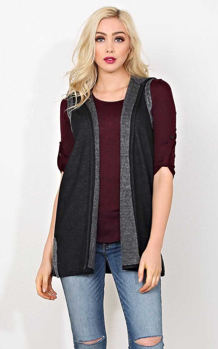 Chantal Longline Fur Lined Vest - - Black Combo in Size by Styles For Less