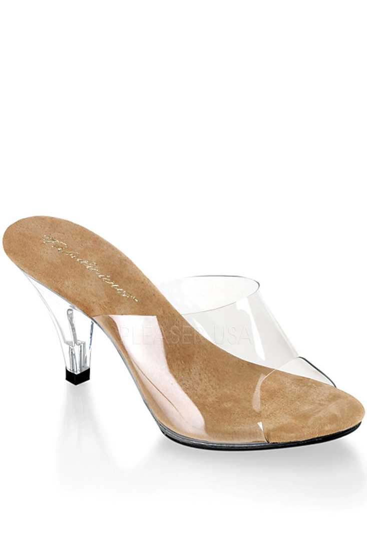 Clear Tan Open Toe High Heels