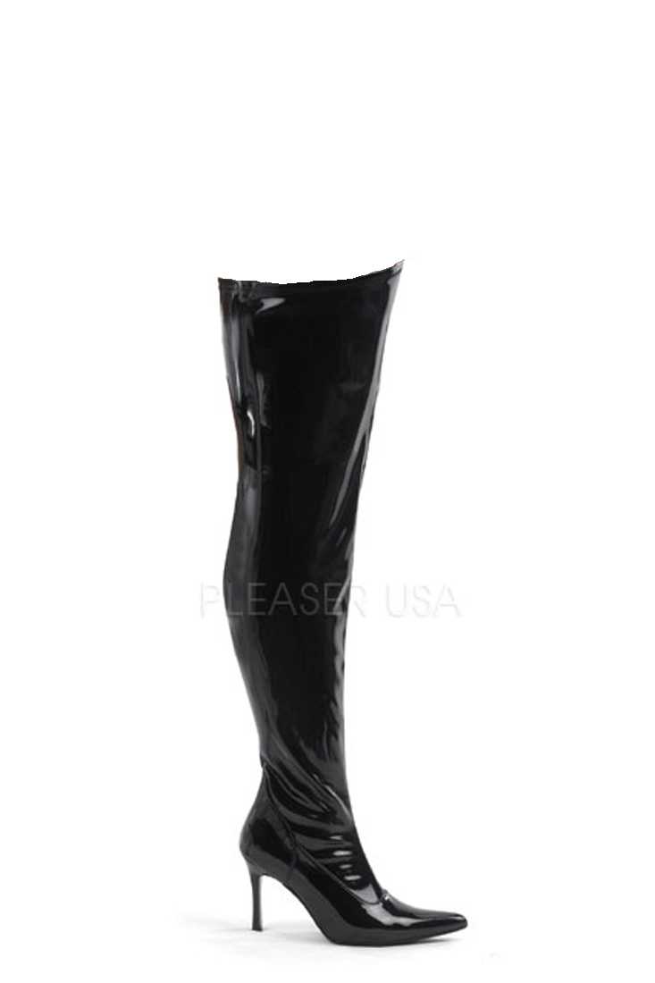 Black Wide Width Calf Thigh High Boots Patent