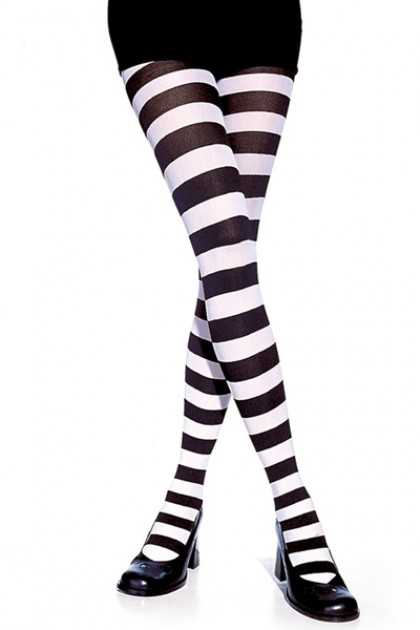 Black White Striped Hosiery