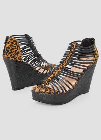 Caged Wedge Sandal - Wide Width