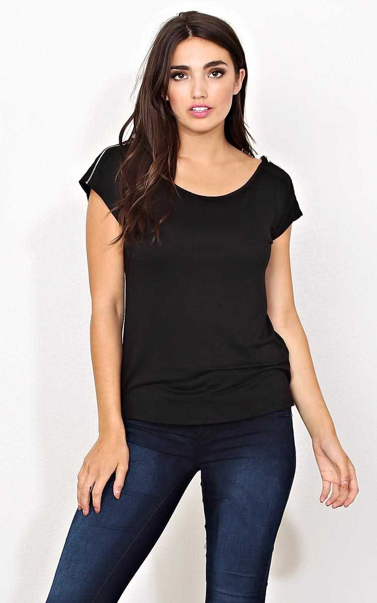 Lean On Zippered Knit Top - - Black in Size by Styles For Less