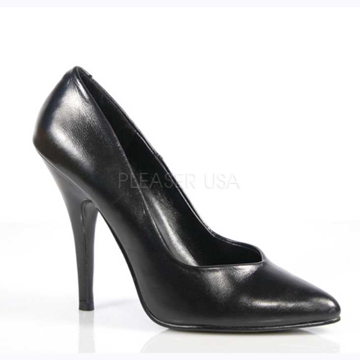 Black Single Sole Pump High Heels Leather