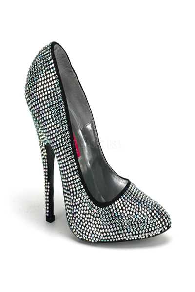 Iridescent Rhinestones Dramatic Arch Pointy Toe Pumps High Heels
