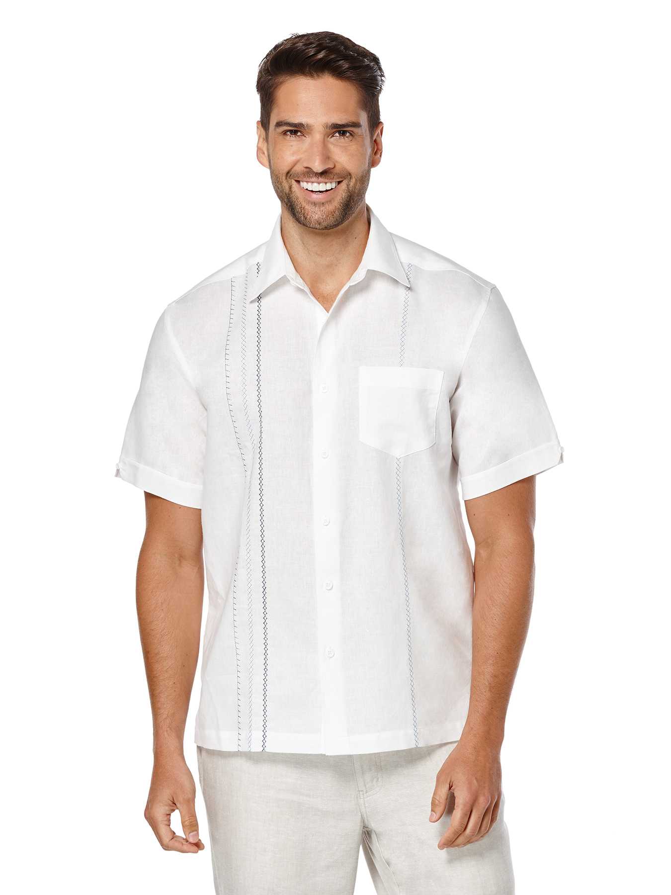 Cubavera Big & Tall Short Sleeve Embroidered Shirt With Pocket