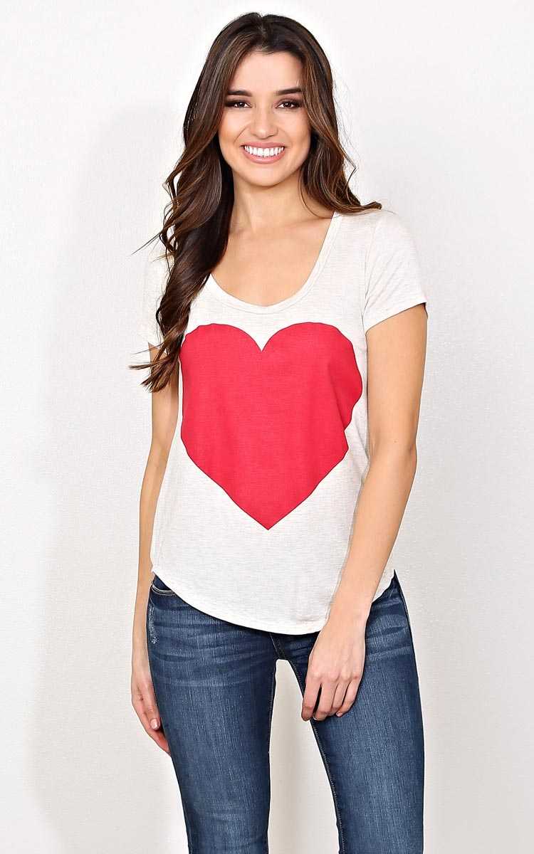 Big Heart Knit Top - XLGE - Oatmeal in Size X-Large by Styles For Less