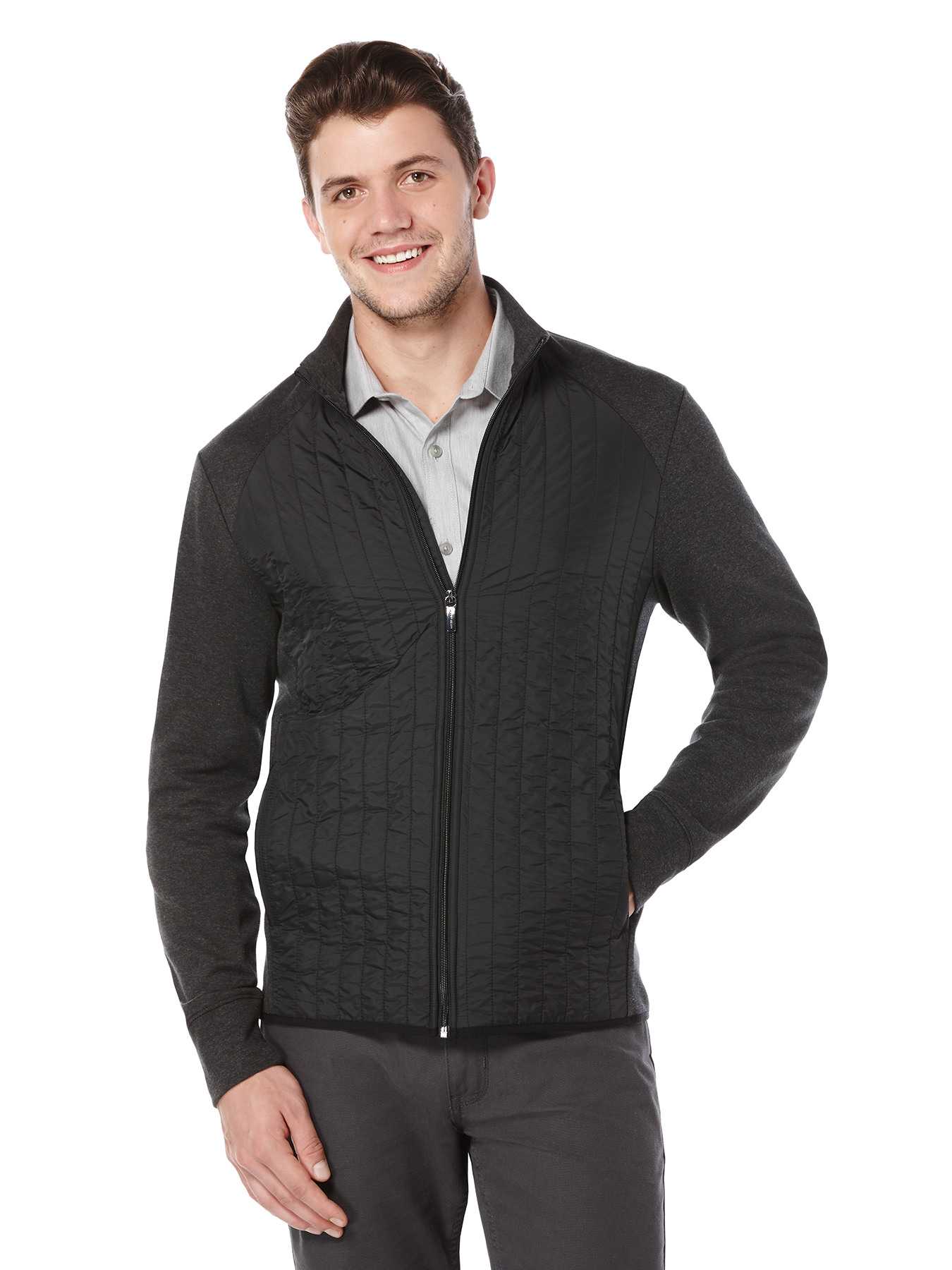 Perry Ellis Long Sleeve Quilted Front Jacket