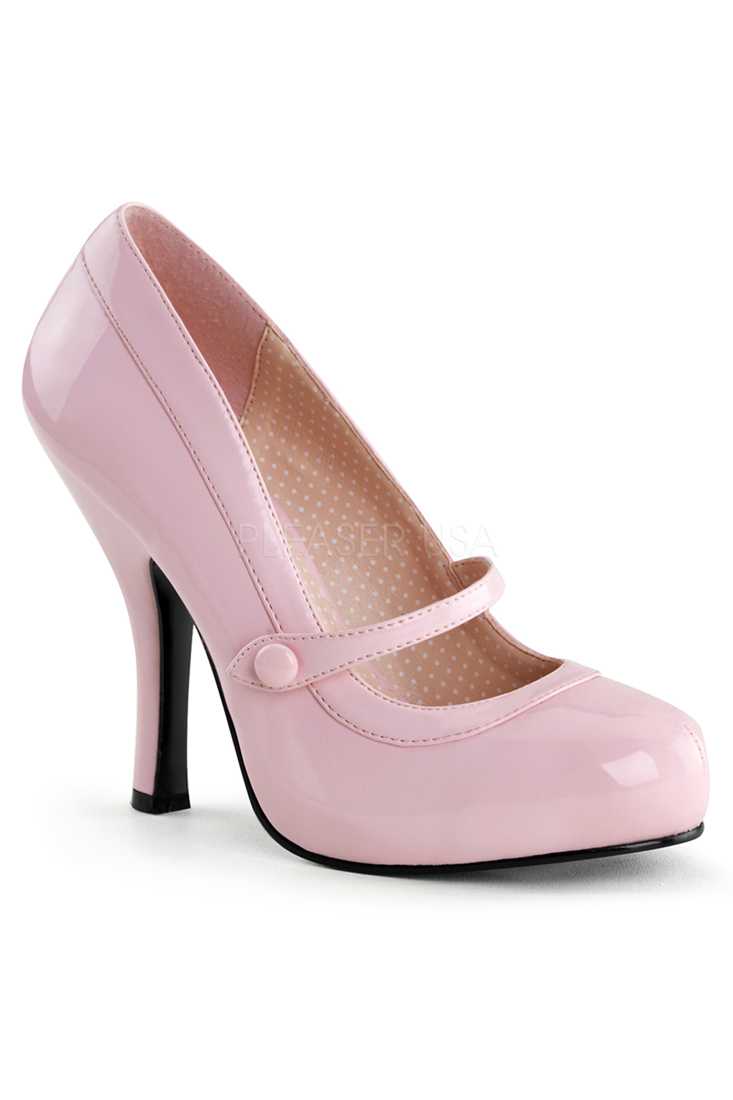 Baby Pink Leather Strapped High Heels Patent Faux Leather