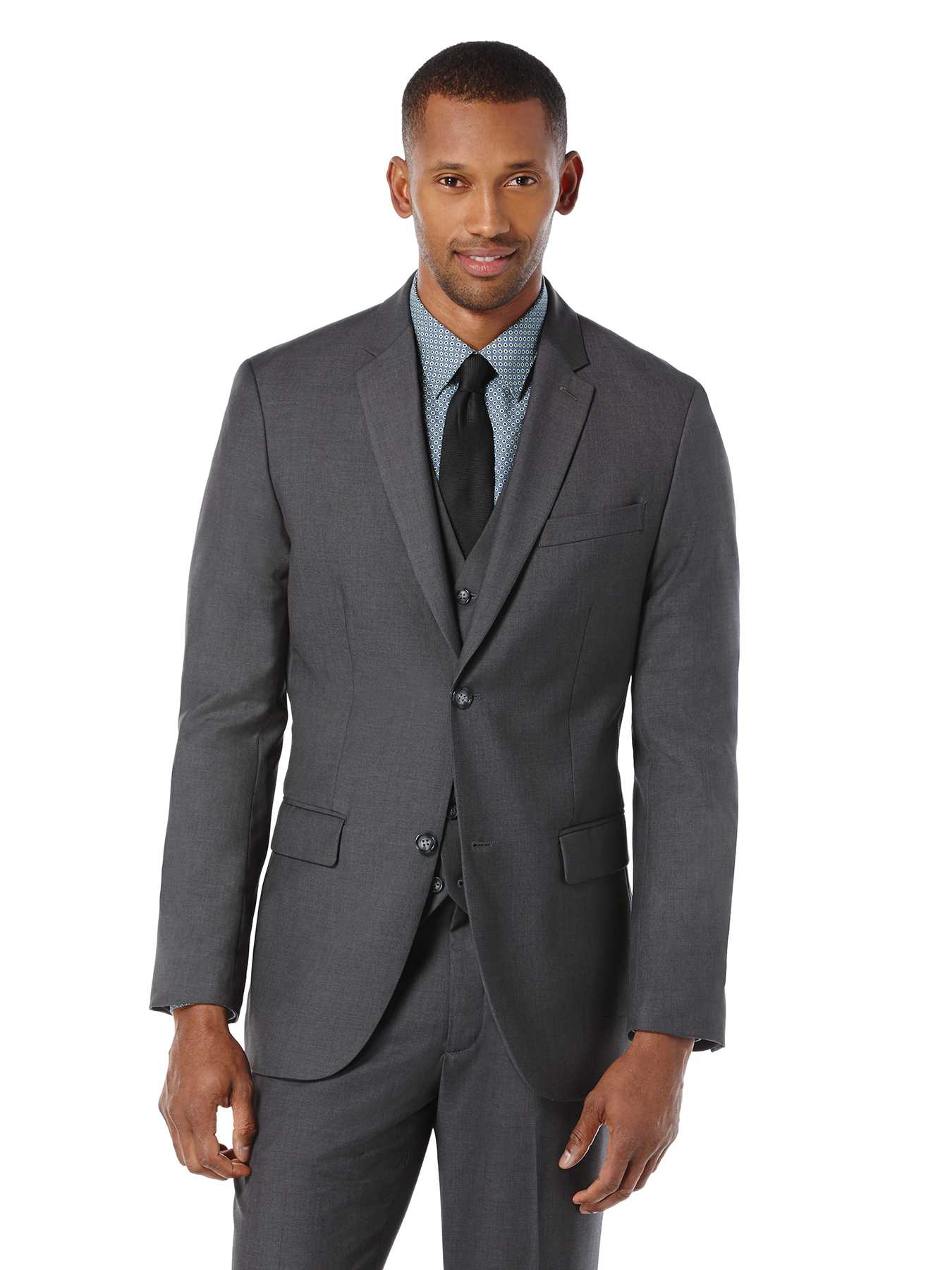 Perry Ellis Regular Fit Sharkskin Solid Suit Jacket