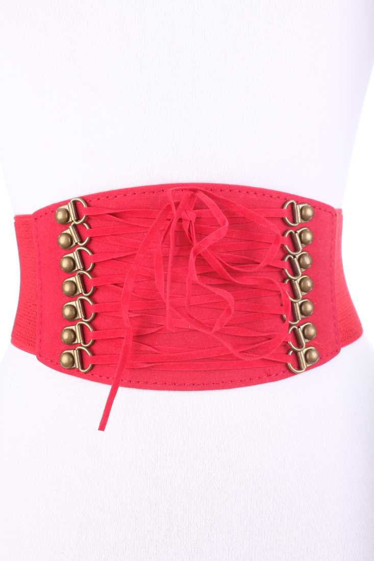 Red Lace Up Tie Cute Elastic Belt