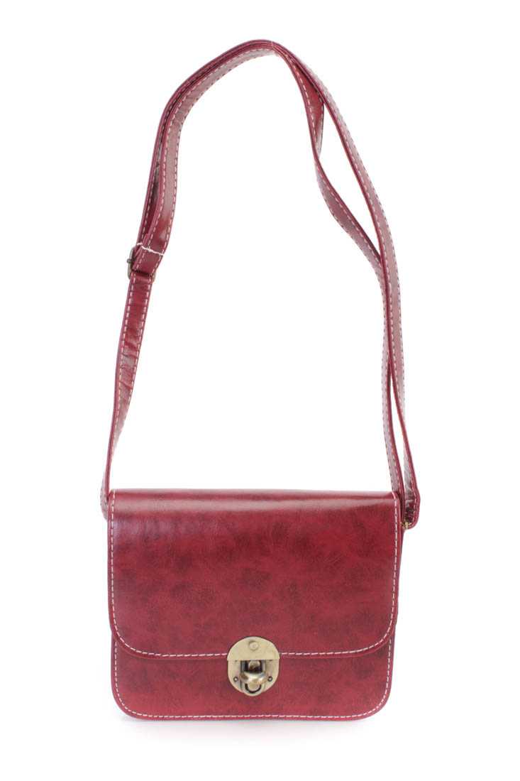 Wine Faux leather Mini Messenger Bag