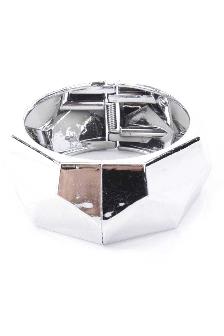 Silver Carved High Polish Metal Bracelet