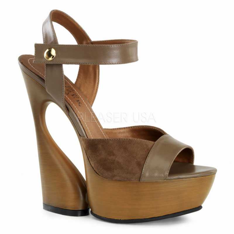 Brown Faux Leather Structured High Heels
