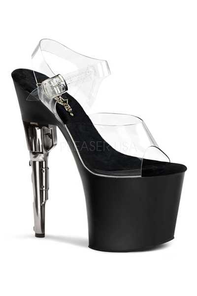 Clear Black Platform Gun High Heels