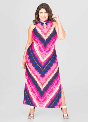 Tie Dye Mock Neck Maxi Dress