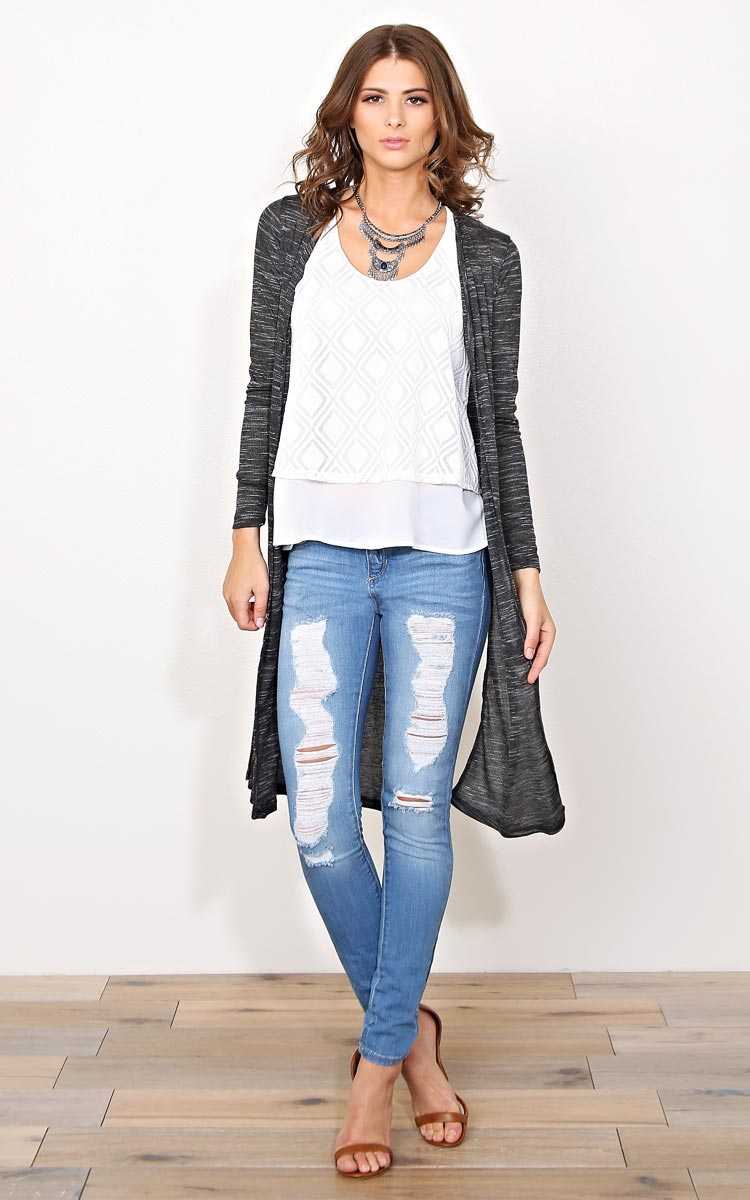 Justine Rib Crochet Back Knit Wrap - MED - Black in Size Medium by Styles For Less