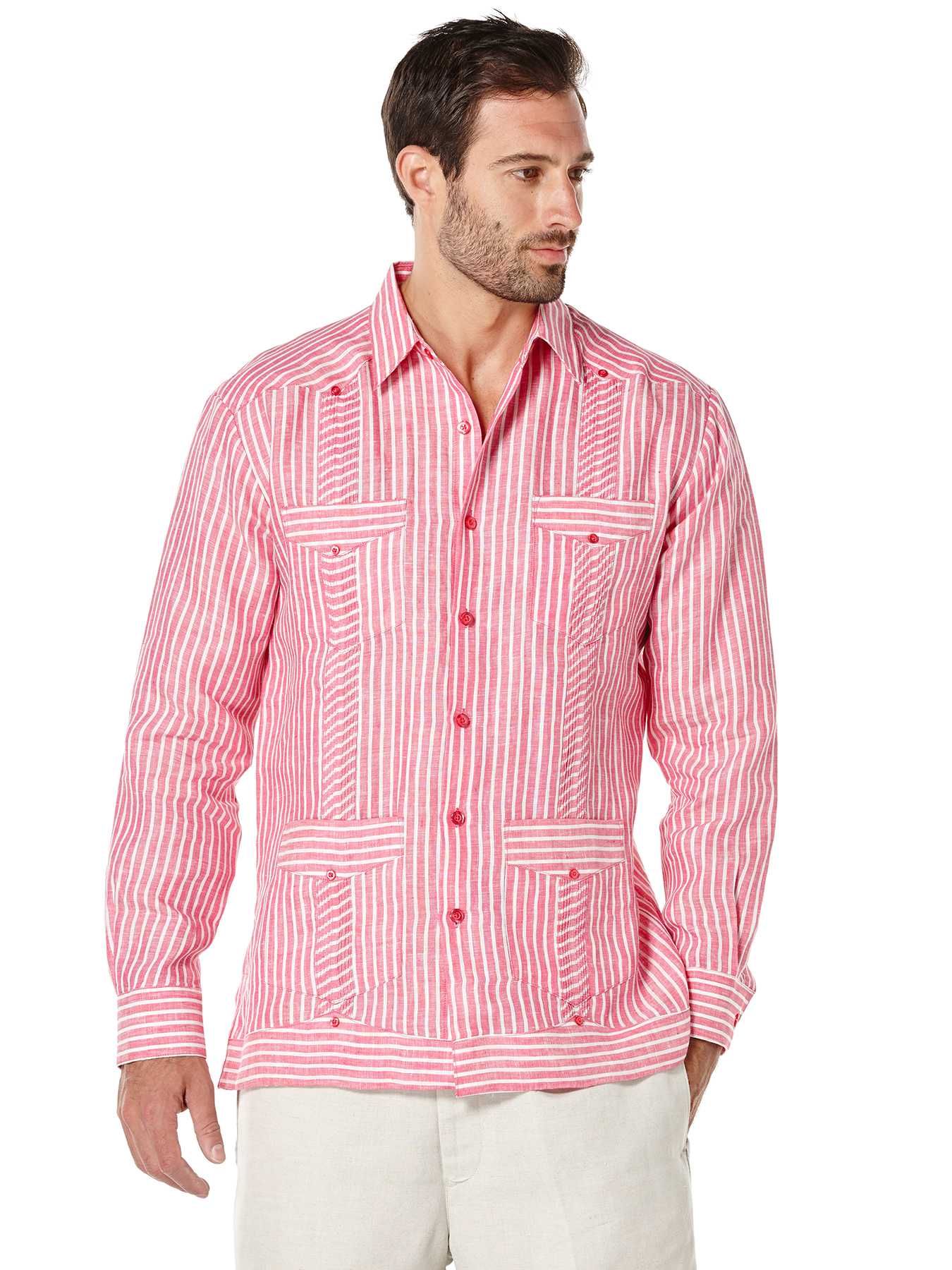 Cubavera 100% Linen Long Sleeve 4 Pocket Guayabera