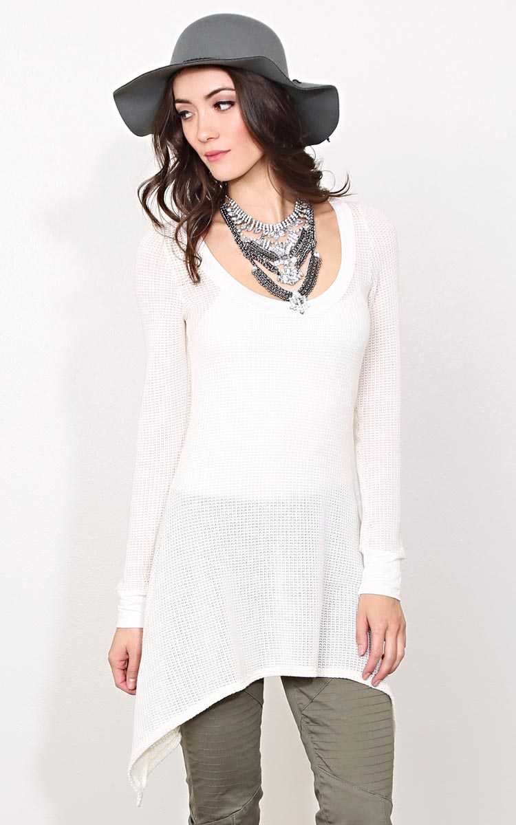 Georgina Knit Tunic Top - - Ivry/Natrl in Size by Styles For Less