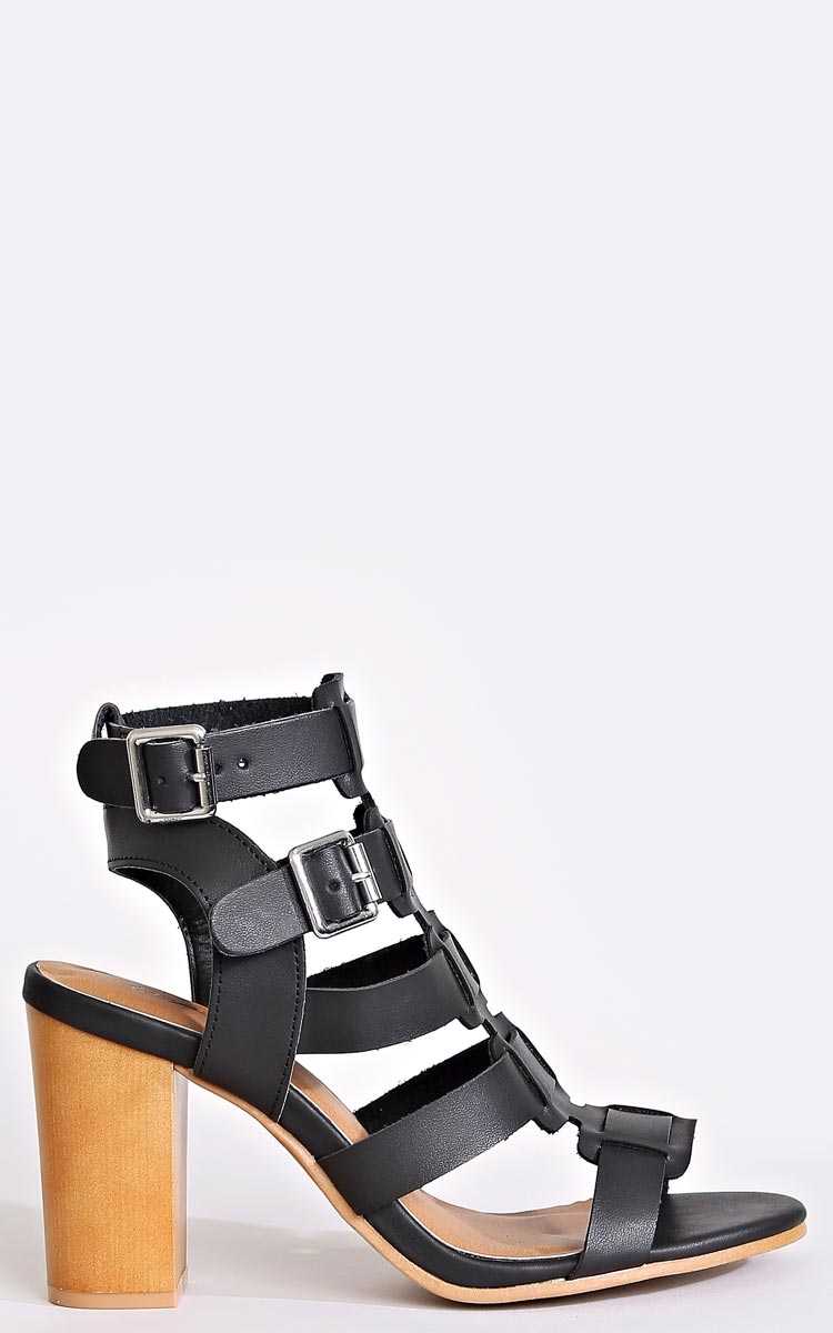 Georgina Gladiator Stacked Sandal - Black in Size by Styles For Less