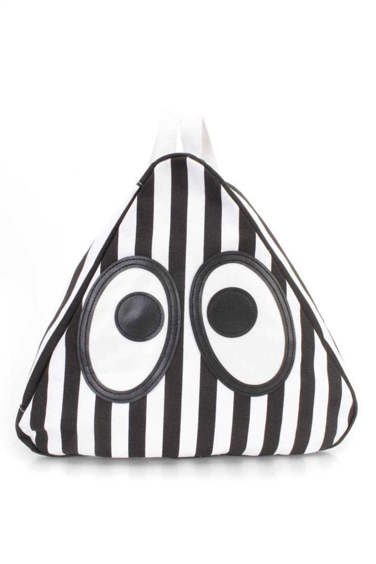 Black White Eye Patch Triangle Canvas Backpack