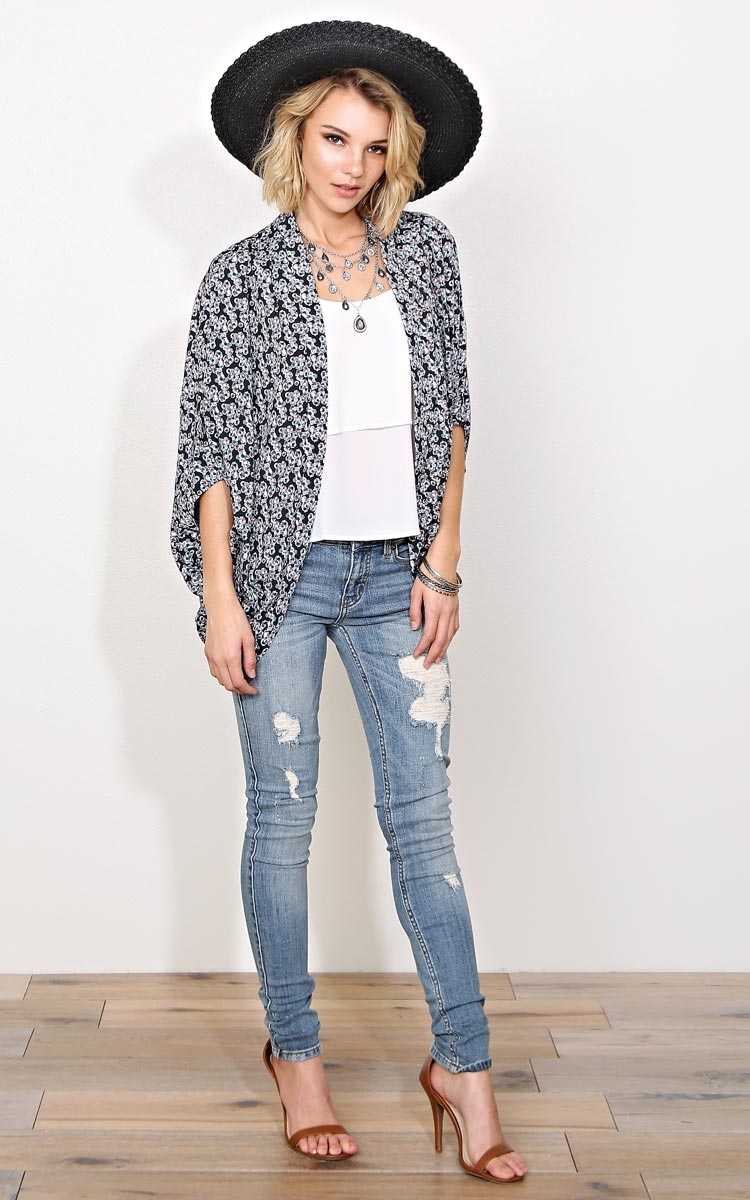 Floral Bliss Woven Wrap - - Black Combo in Size by Styles For Less